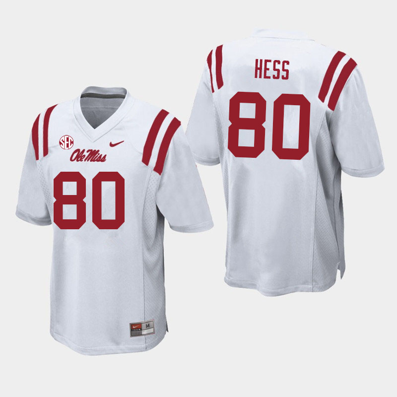 Men #80 Jonathan Hess Ole Miss Rebels College Football Jerseys Sale-White